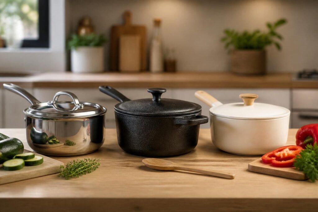 découvrez comment choisir la batterie de cuisine idéale en comparant inox, fonte et céramique pour cuisiner sainement et efficacement.