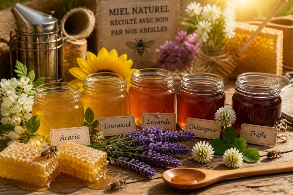 découvrez les différentes variétés de miel, leurs bienfaits pour la santé, et nos conseils pour choisir un miel de qualité et authentique.